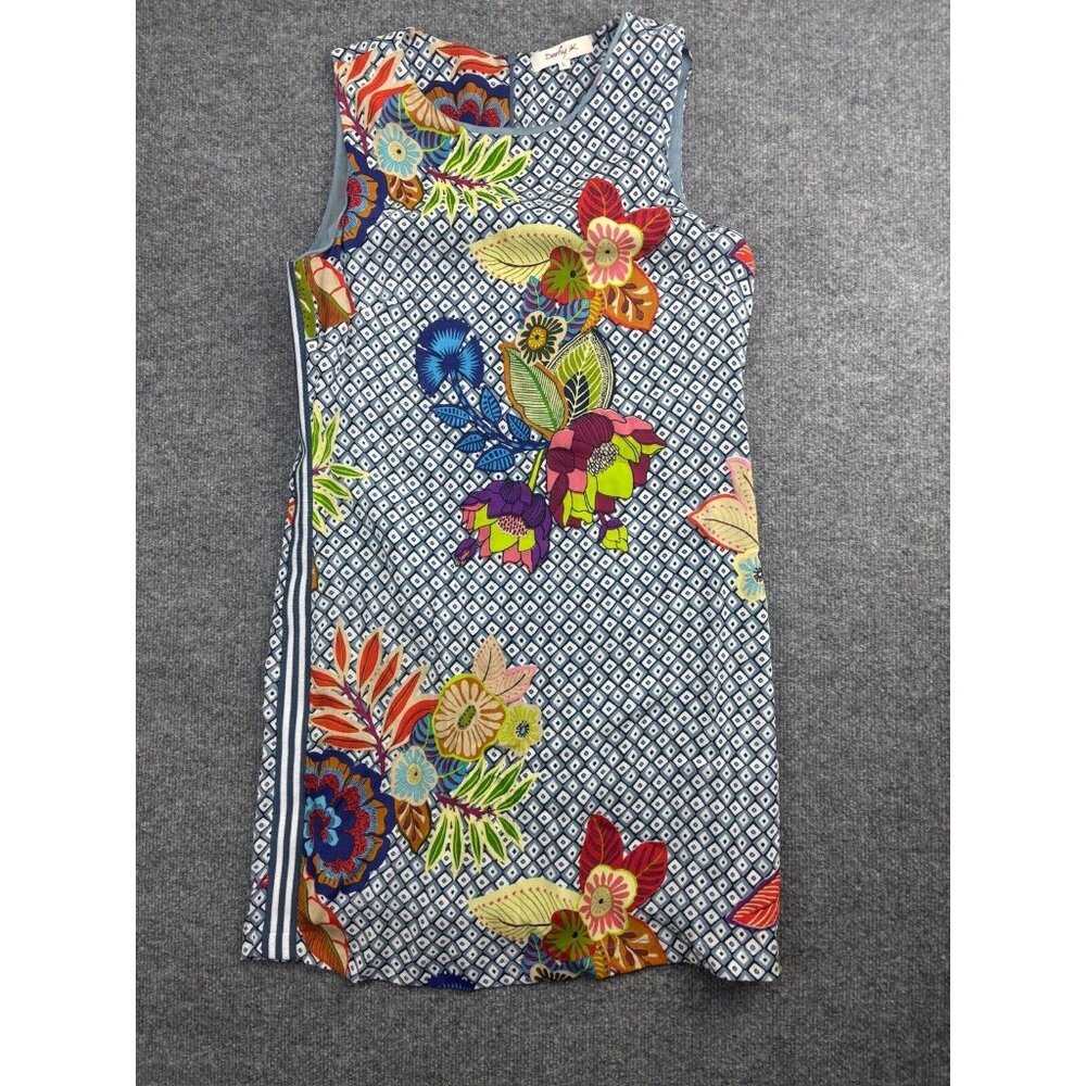 Derhy Sleeveless Dress Women's Large Multicolor Floral Shift‎ Lined Back Zipper